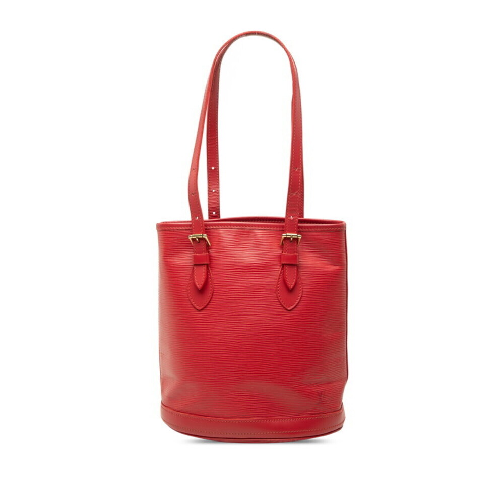Louis Vuitton Epi Bucket PM Tote Bag Shoulder M5899E Rouge Red Leather Women'...